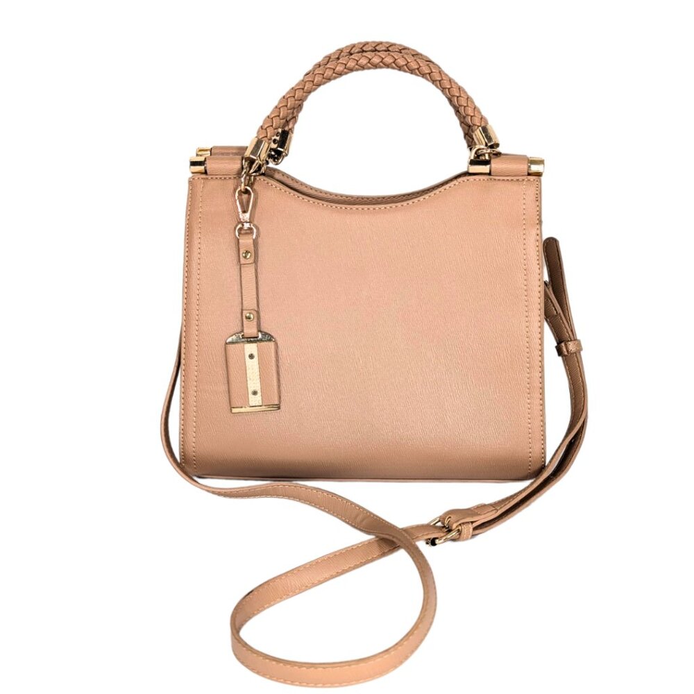 Miztique Tan Faux Leather 2-Way Convertible Satchel Crossbody Purse